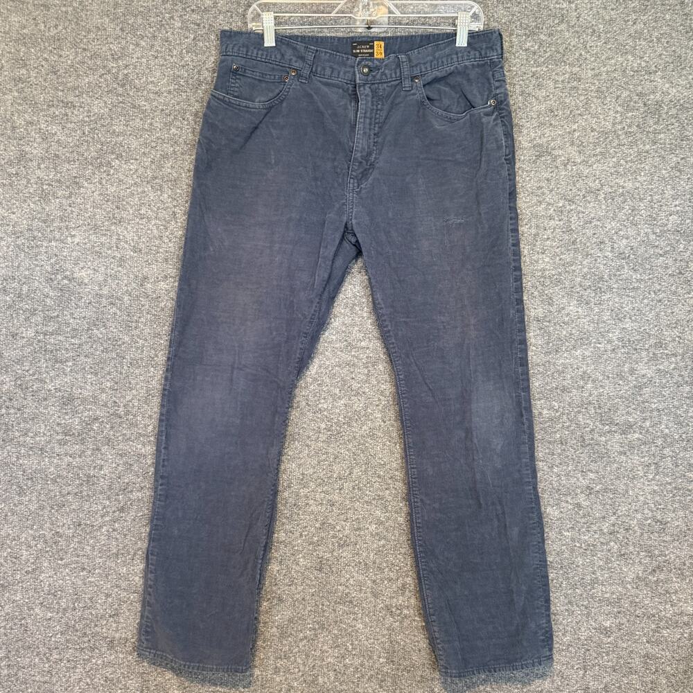J.Crew Pants Mens 34x30 Blue Corduroy Slim Straight Leg Grunge Wash Distressed